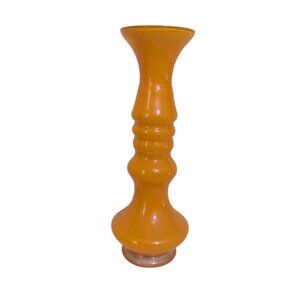 Vintage Orange Art Glass Vase Retro Mid-Century Modern Hand-Blown 8" Unique Deco